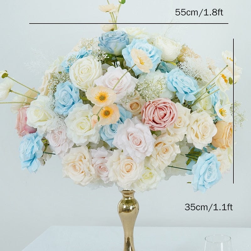 WeddingStory Shop 55x35cm flower ball Luxury Table Runner in soft pink and baby blue