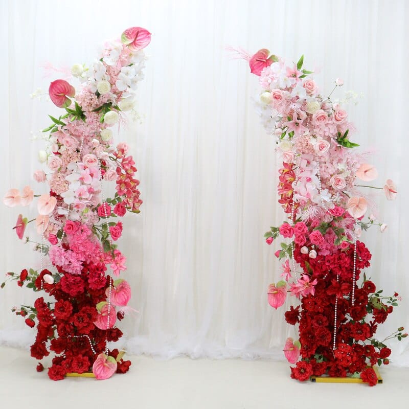 WeddingStory Shop Flower and stand set Red Pink White Flower Row Arrangement Backdrop for Arch