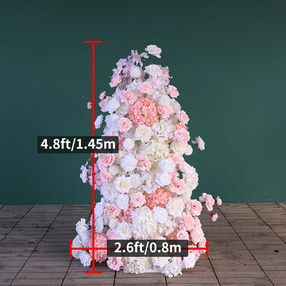 WeddingStory Shop 145x80cm flower Stunning Pink White Rose Hydrangea Floral Arrangement - Perfect for Weddings, Parties, and Events!