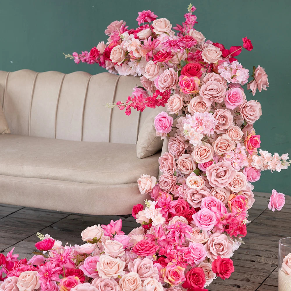 Pink flowers Artificial Decoration Luxury Rose Delphinium Flower Arrangement