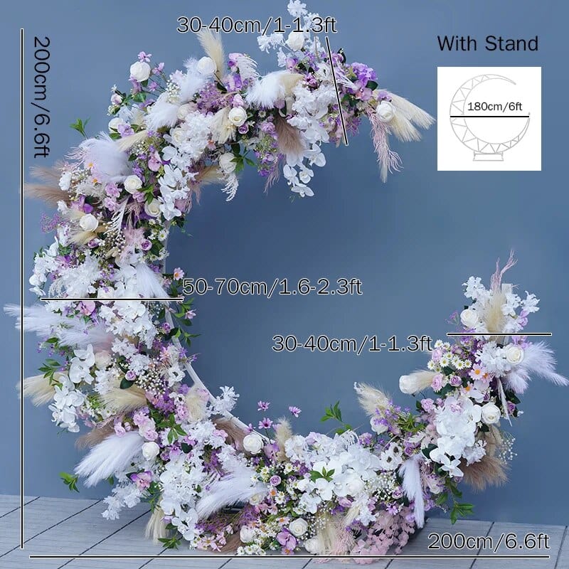 WeddingStory Shop Flowers with stand Wedding Backdrop Moon Arch in light purple