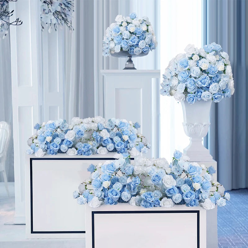 Baby Blue and White Rose Wedding Backdrop