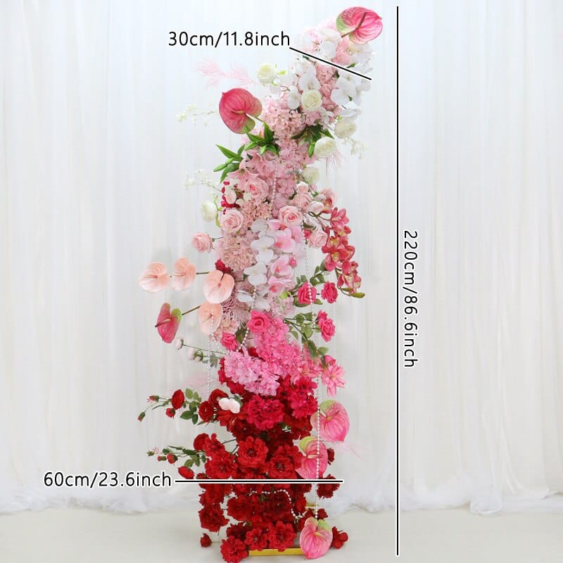 WeddingStory Shop 220x60cm only flower Red Pink White Flower Row Arrangement Backdrop for Arch