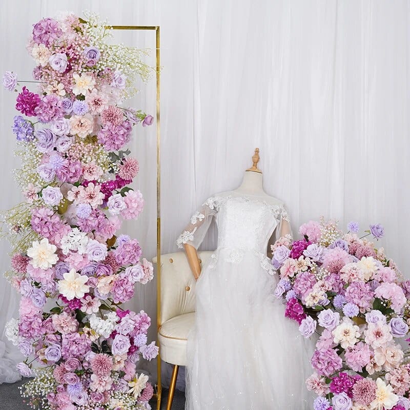 WeddingStory Shop Pink Purple Babysbreath Dahlia 5D Flower Row Arrangement