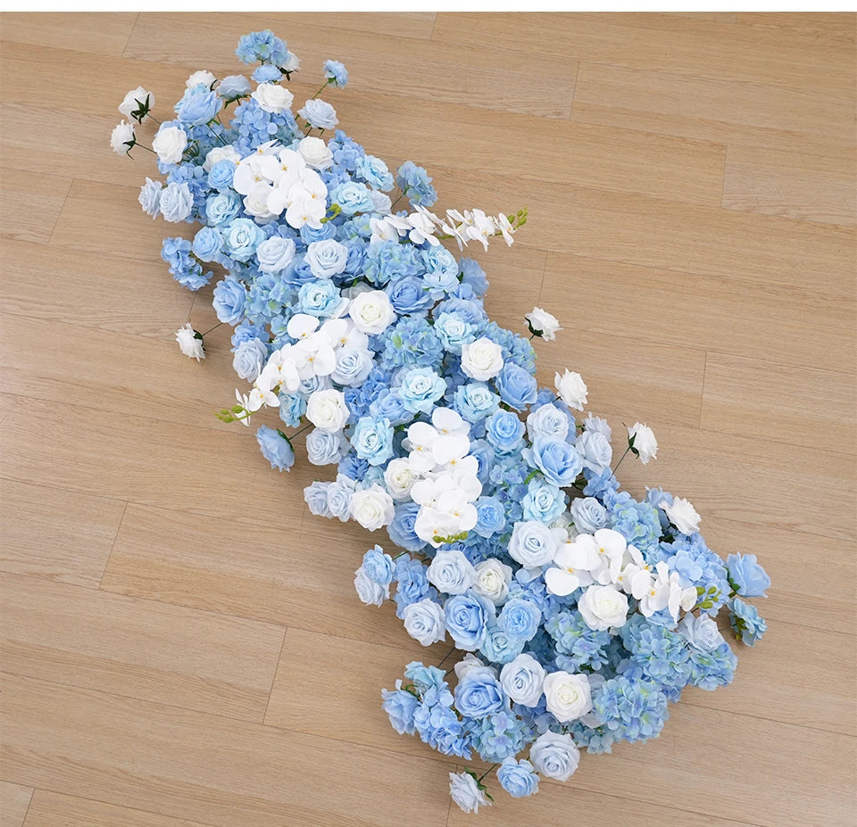 Blue White Floral Arrangement Wedding Backdrop