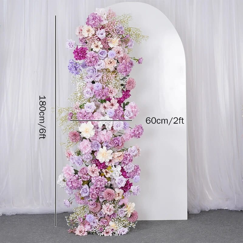 WeddingStory Shop 180x60cm flower row Pink Purple Babysbreath Dahlia 5D Flower Row Arrangement