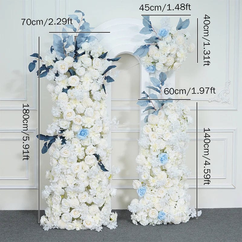 WeddingStory Shop Event Decor 3pc flowers no stand Luxury White Blue Wedding Backdrop Arch