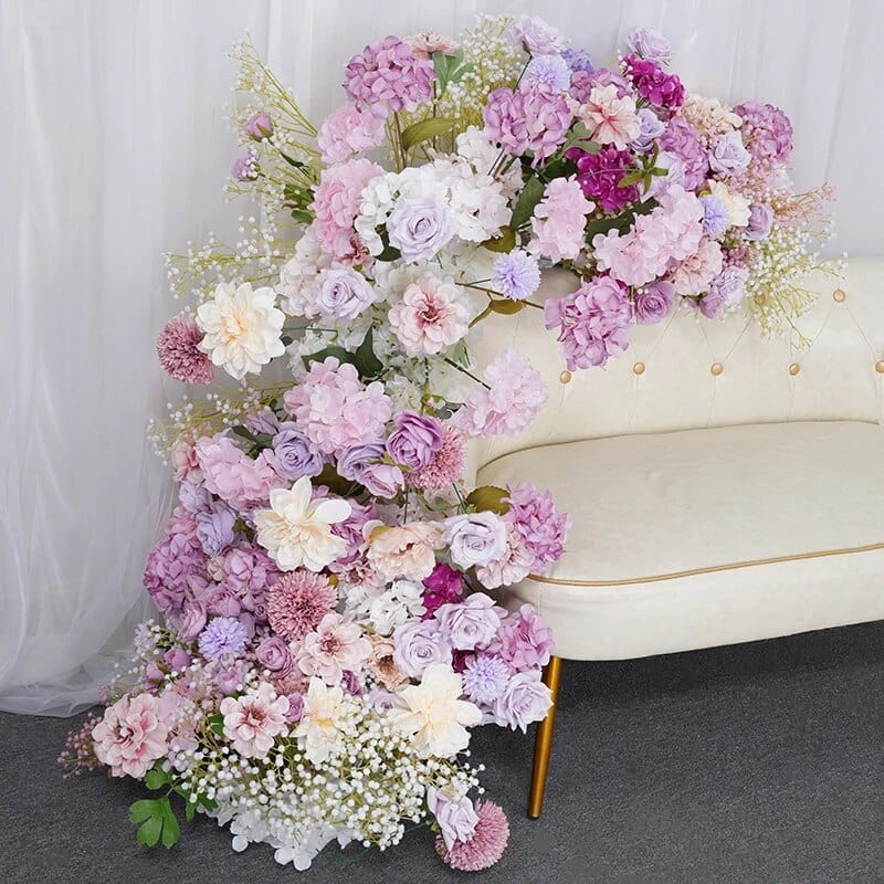 WeddingStory Shop Pink Purple Babysbreath Dahlia 5D Flower Row Arrangement