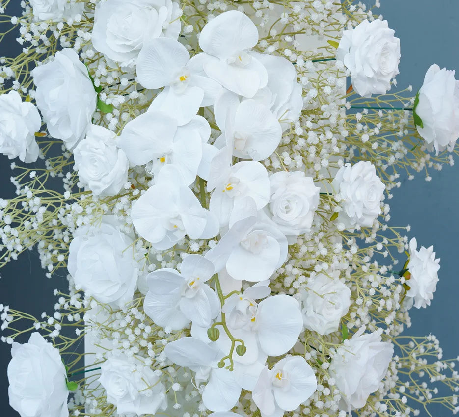 White Rose Orchid Baby Breath Wedding Backdrop