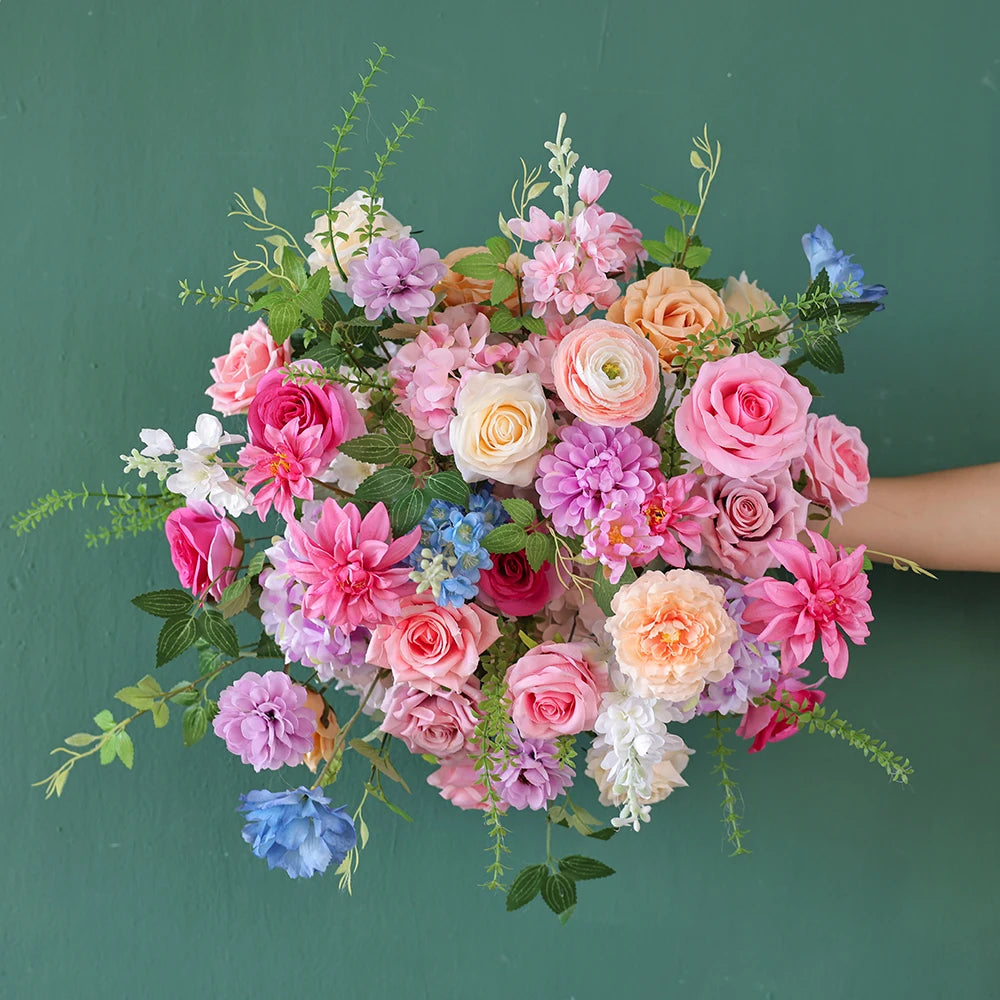 Luxury Purple Pink Blue Series Artificial Flower Runner