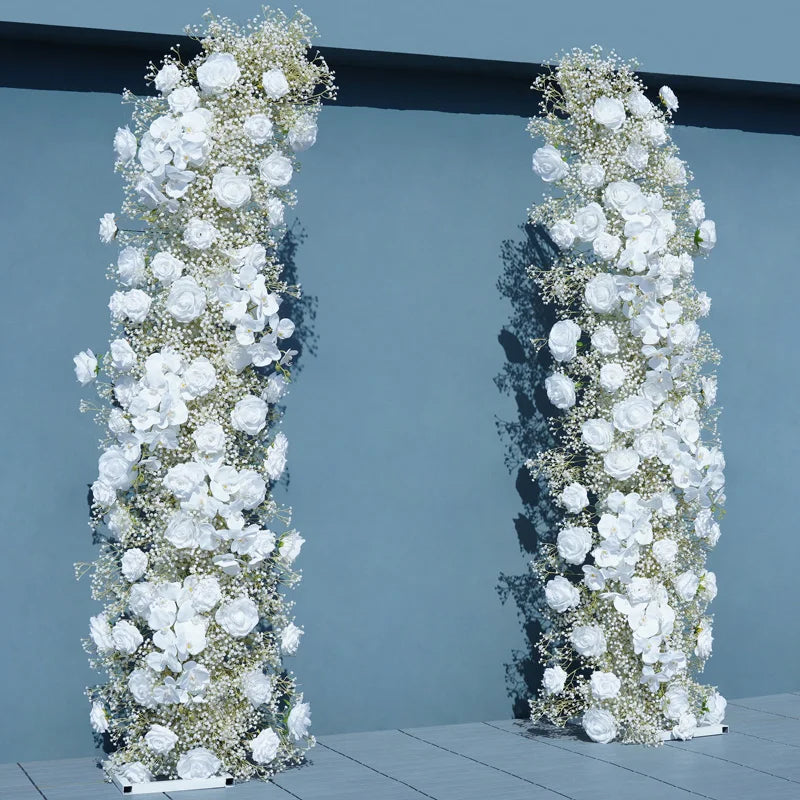 White Rose Orchid Baby Breath Wedding Backdrop