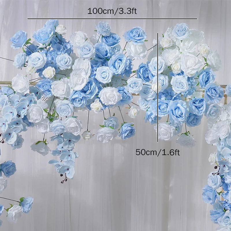 Baby Blue and White Rose Wedding Backdrop