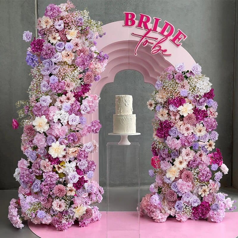 WeddingStory Shop Pink Purple Babysbreath Dahlia 5D Flower Row Arrangement