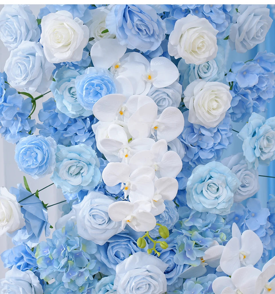 Blue White Floral Arrangement Wedding Backdrop