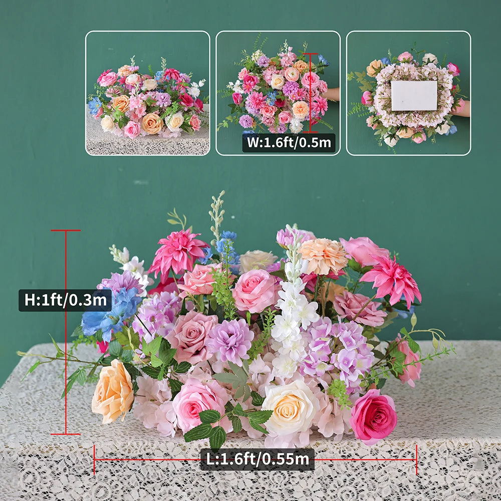 Luxury Purple Pink Blue Series Artificial Flower Runner