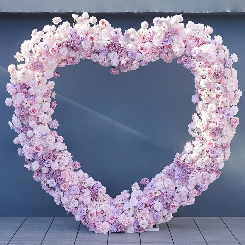 WeddingStory Shop Purple Pink Rose Hydrangea Floral Arrangement With Heart Arch
