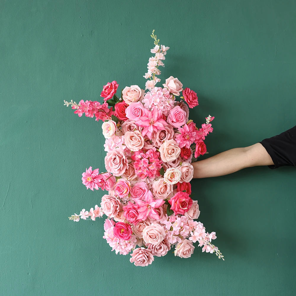 Pink flowers Artificial Decoration Luxury Rose Delphinium Flower Arrangement
