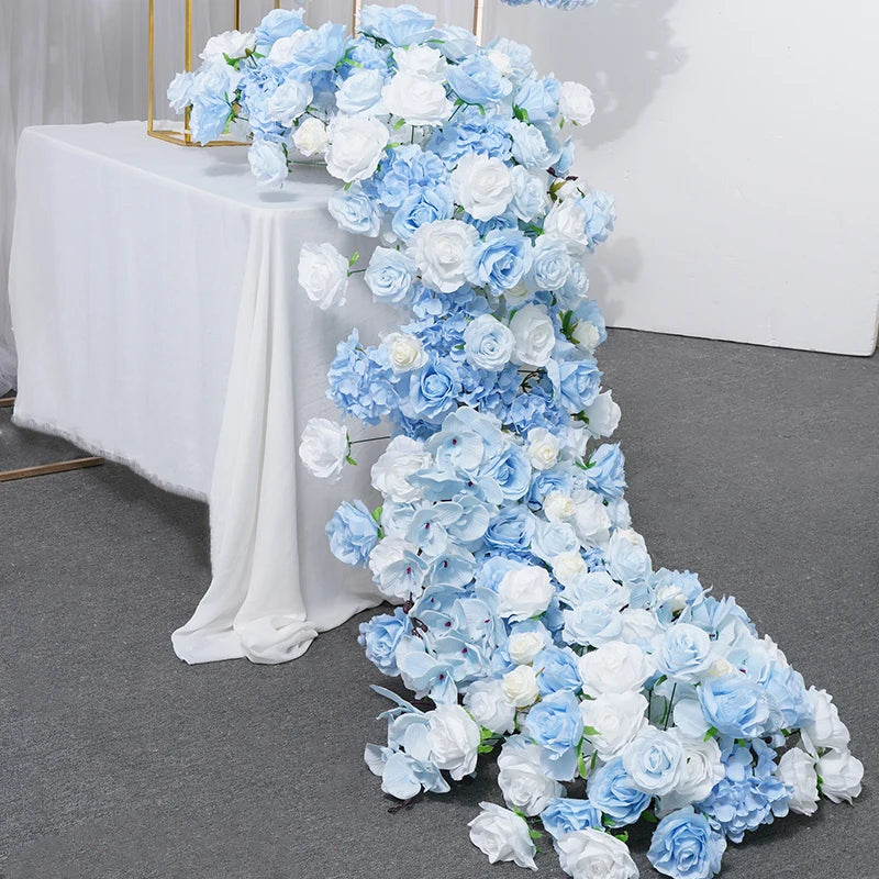 Baby Blue and White Rose Wedding Backdrop
