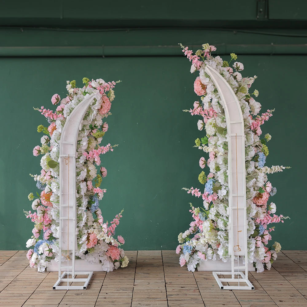 Cotton Candy Artificial Rose Delphinium Arch Floral Arrangement