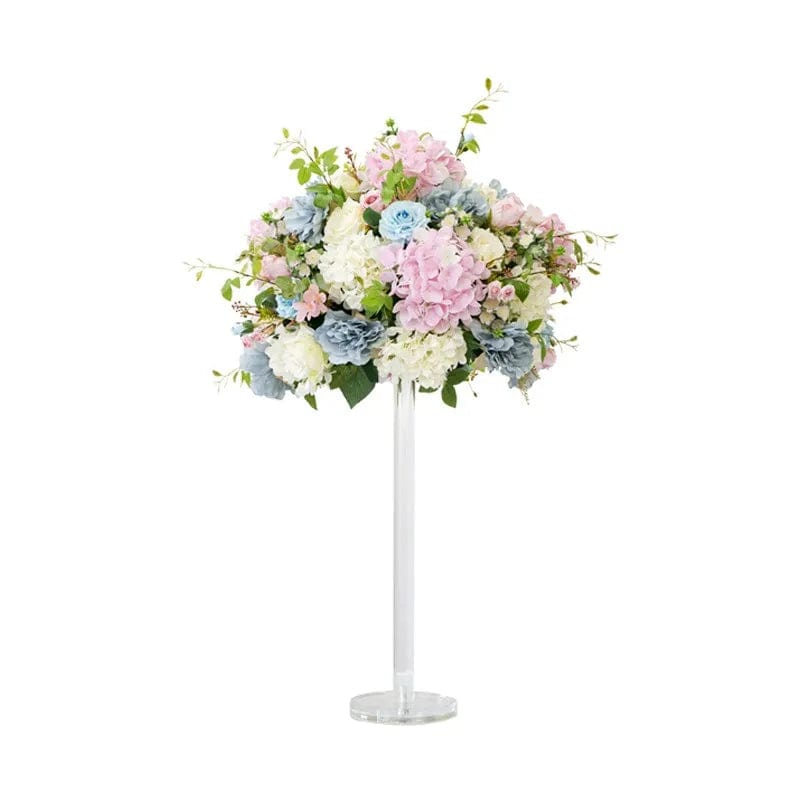 WeddingStory Shop without acrylic holder / Pink hydrangea Baby Breath Rose Hydrangea Artificial Flower Ball and Acrylic Stand
