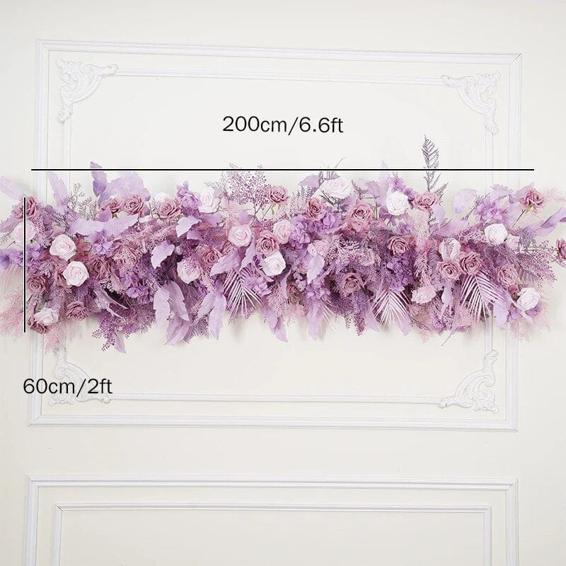 WeddingStory Shop 200x60cm flower row Luxury Purple Rose  Flower Row Arrangement