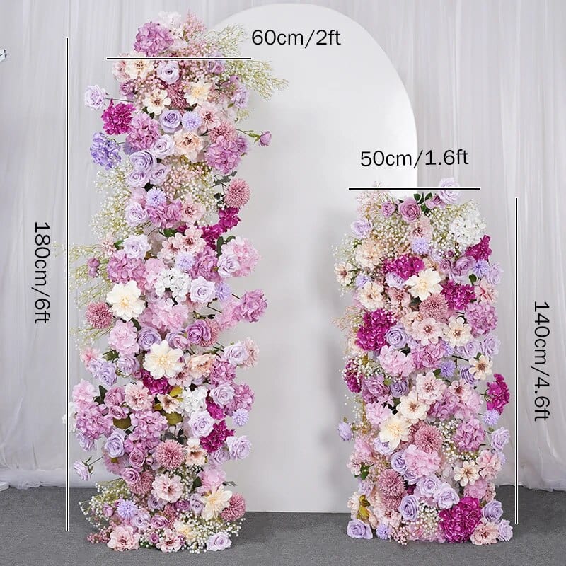 WeddingStory Shop 2pc flowers no stand Pink Purple Babysbreath Dahlia 5D Flower Row Arrangement