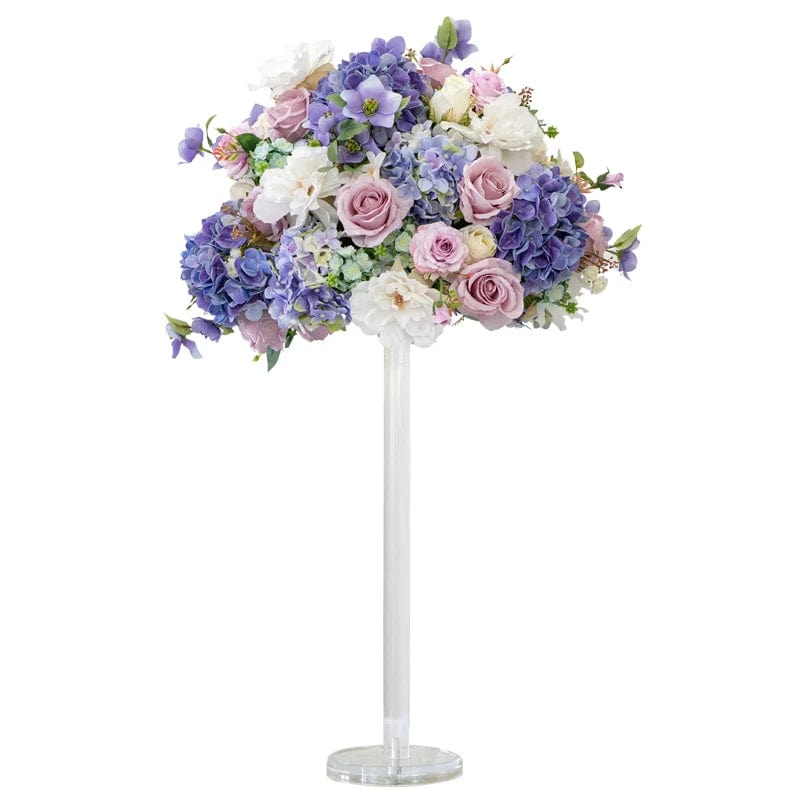 WeddingStory Shop without acrylic holder / Purple hydrangea Baby Breath Rose Hydrangea Artificial Flower Ball and Acrylic Stand