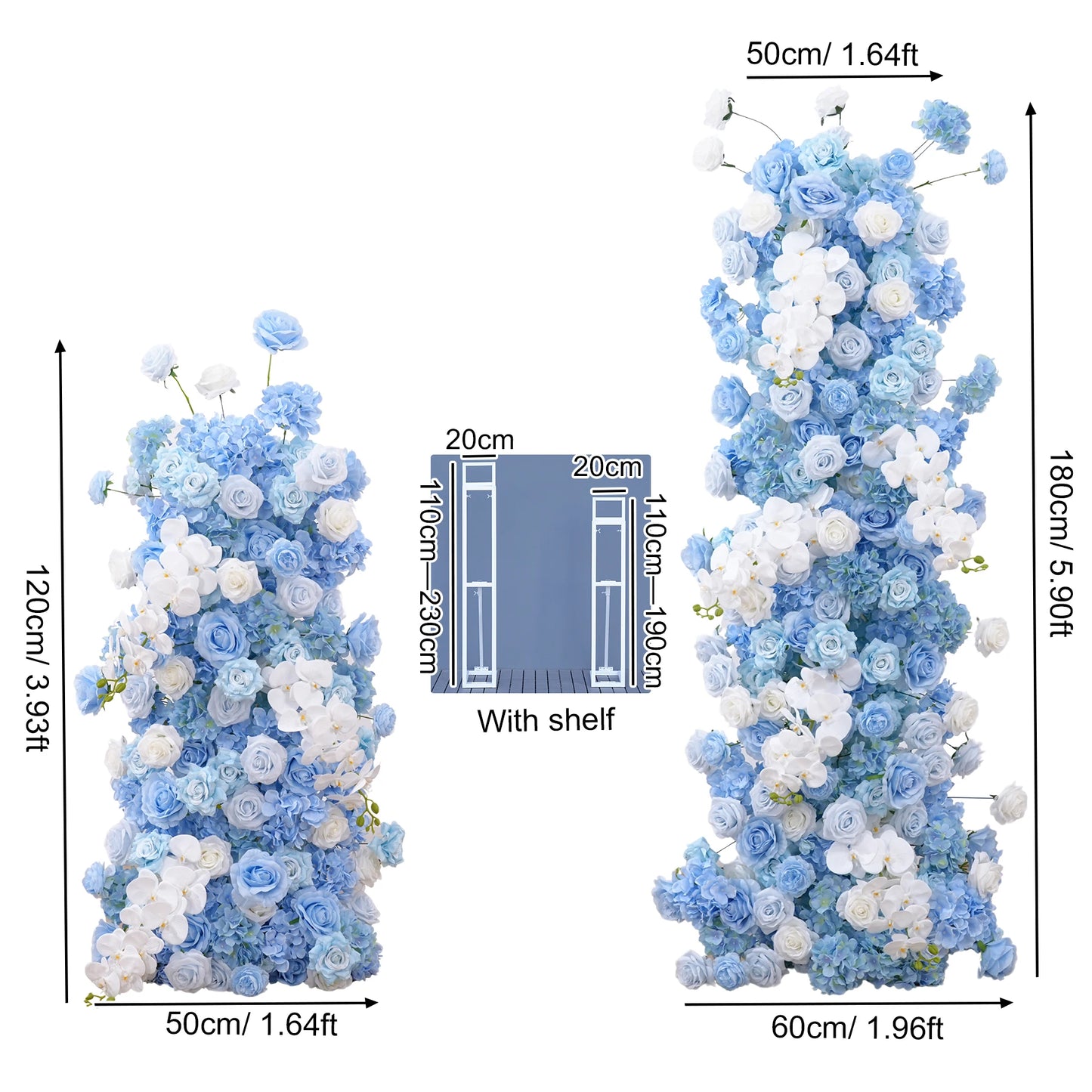 Blue White Floral Arrangement Wedding Backdrop