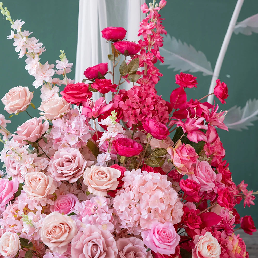 Pink flowers Artificial Decoration Luxury Rose Delphinium Flower Arrangement
