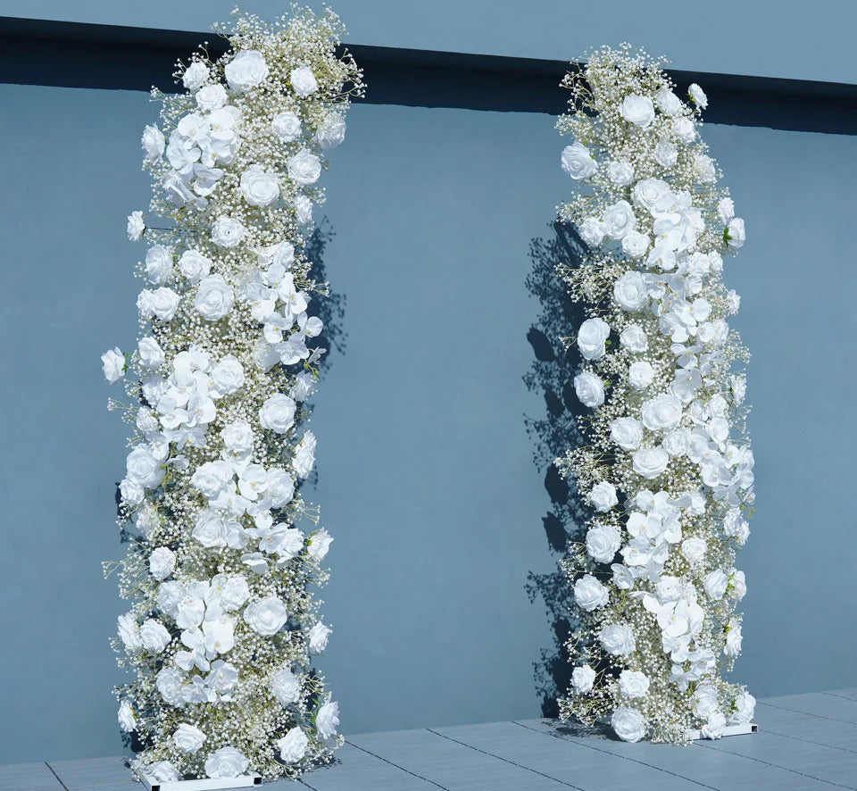 White Rose Orchid Baby Breath Wedding Backdrop