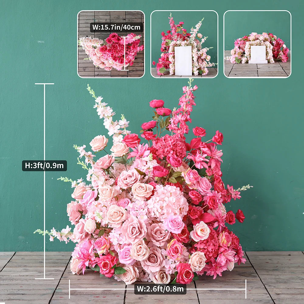 Pink flowers Artificial Decoration Luxury Rose Delphinium Flower Arrangement