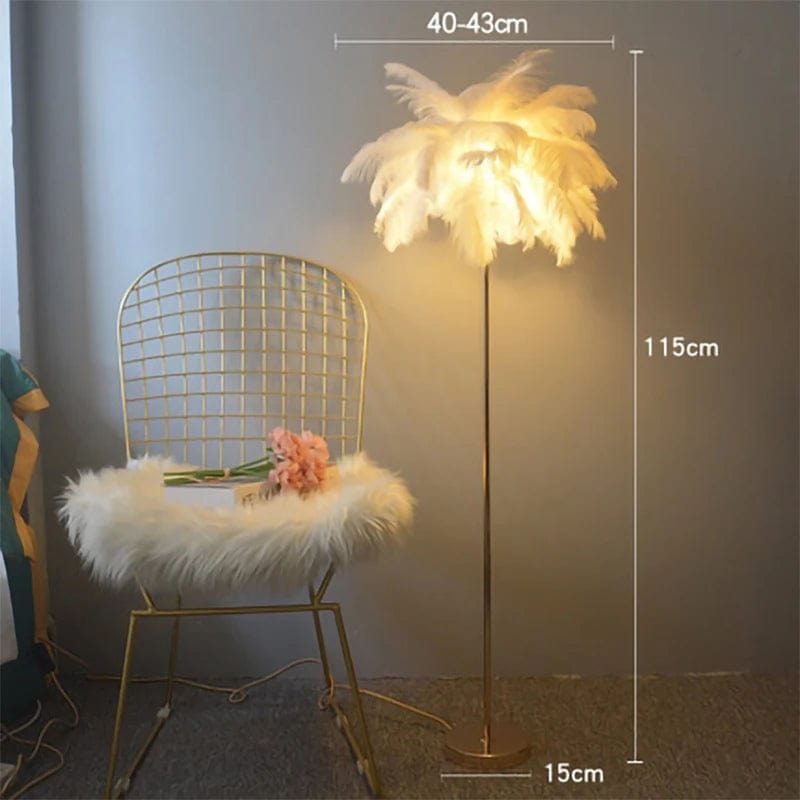 WeddingStory Shop Modern Ostrich Feather LED Floor Lamp