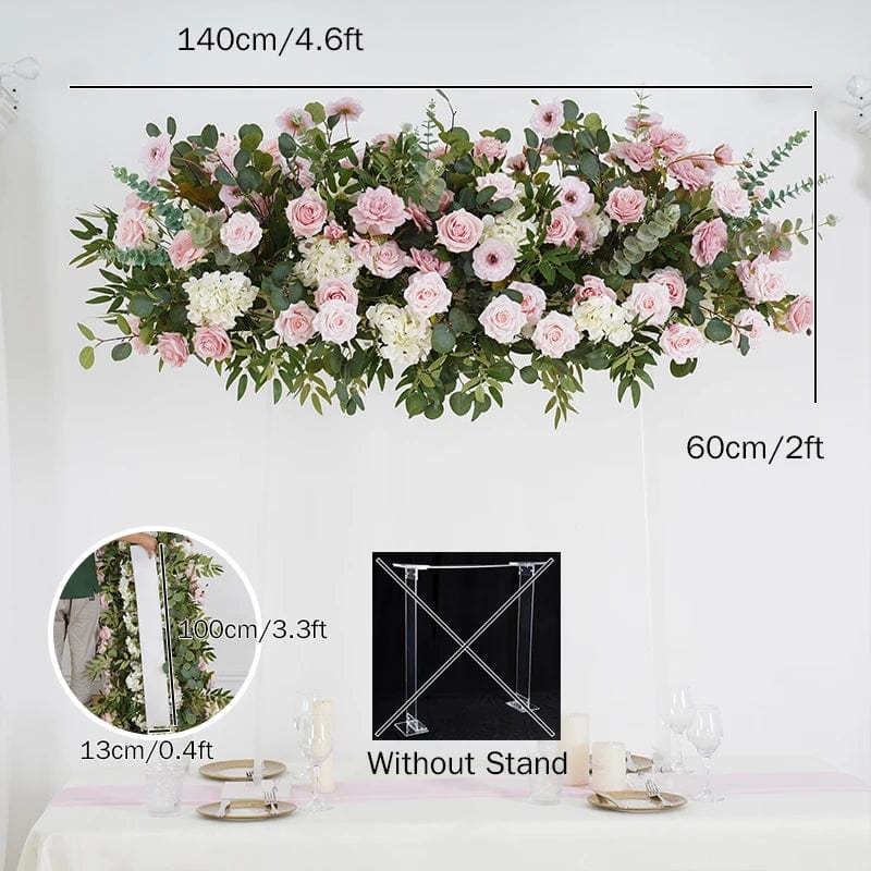 WeddingStory Shop Flowers 140x60cm flower row Elegant Pink Rose & Eucalyptus Table Centerpiece Arrangement