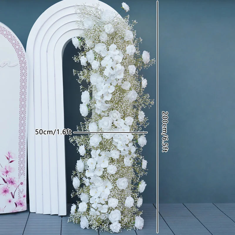 White Rose Orchid Baby Breath Wedding Backdrop