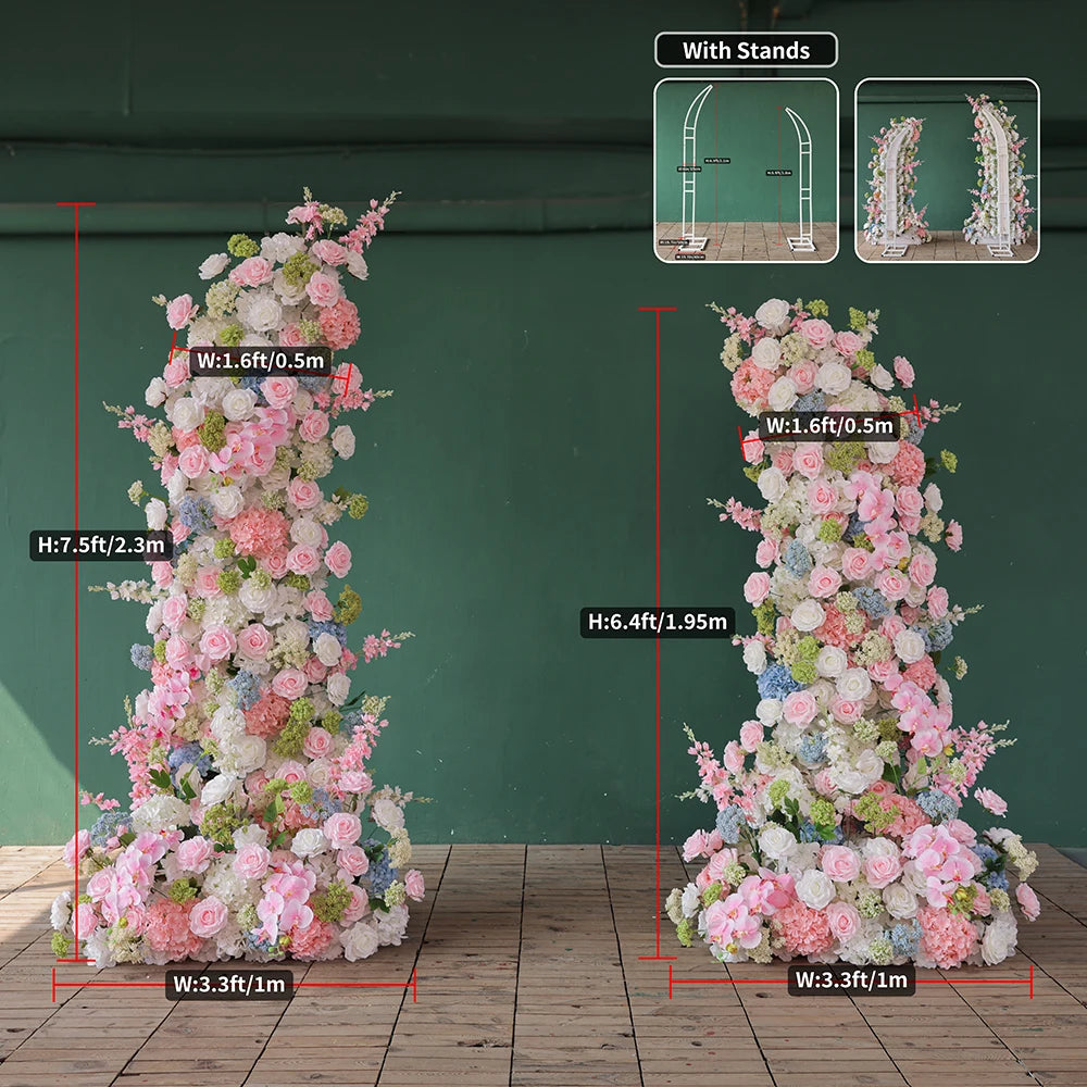 Cotton Candy Artificial Rose Delphinium Arch Floral Arrangement