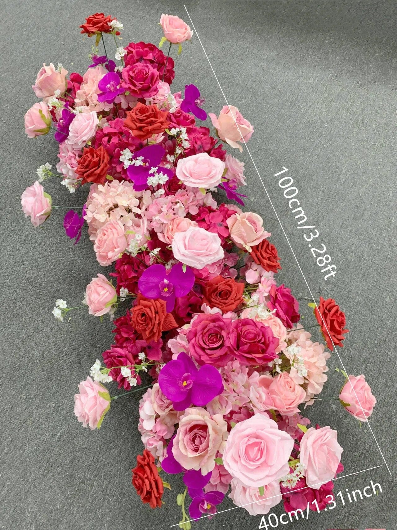WeddingStory Shop 100x40cm flower row Wedding Backdrop Floral Arrangement  Rose Hydrangea