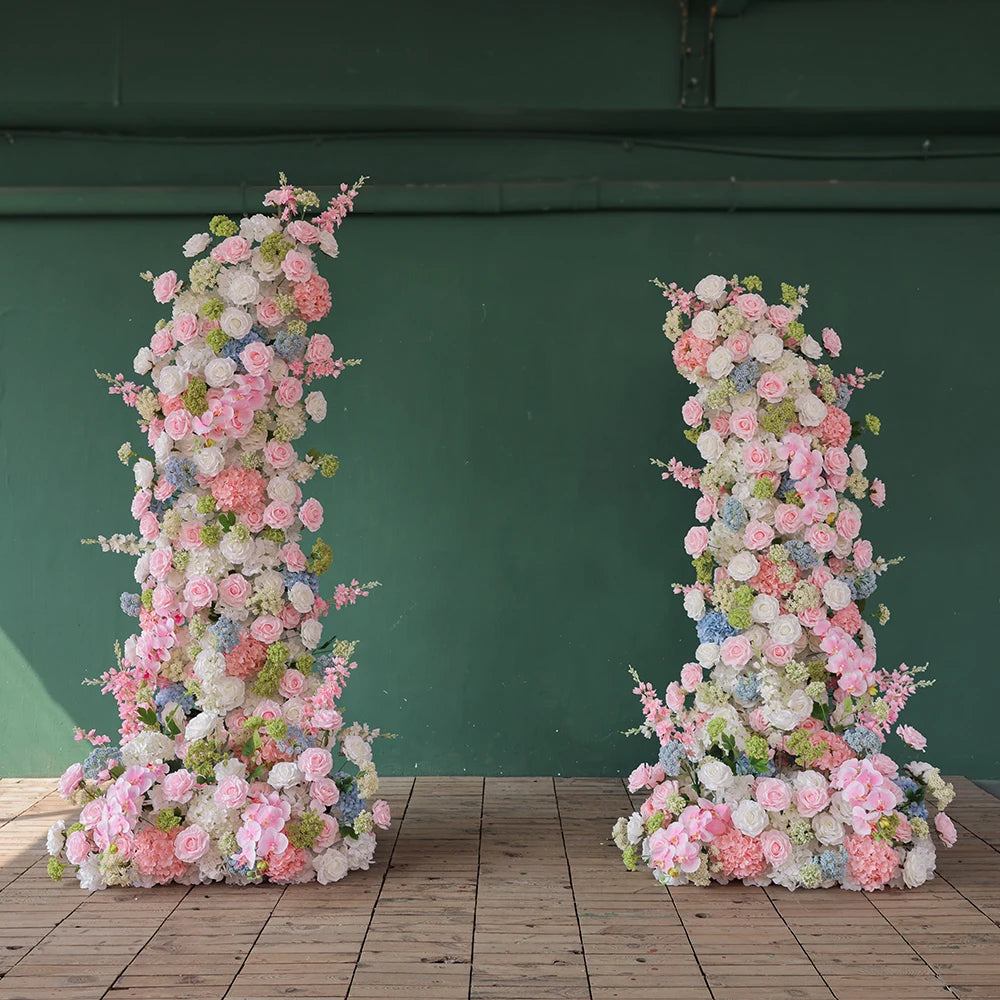Cotton Candy Artificial Rose Delphinium Arch Floral Arrangement