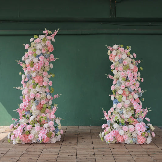 Cotton Candy Artificial Rose Delphinium Arch Floral Arrangement