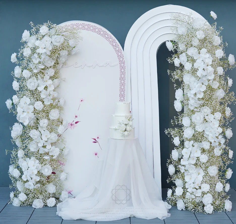 White Rose Orchid Baby Breath Wedding Backdrop