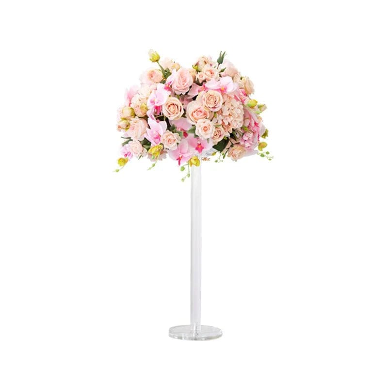 WeddingStory Shop without acrylic holder / Pink rose flower Baby Breath Rose Hydrangea Artificial Flower Ball and Acrylic Stand