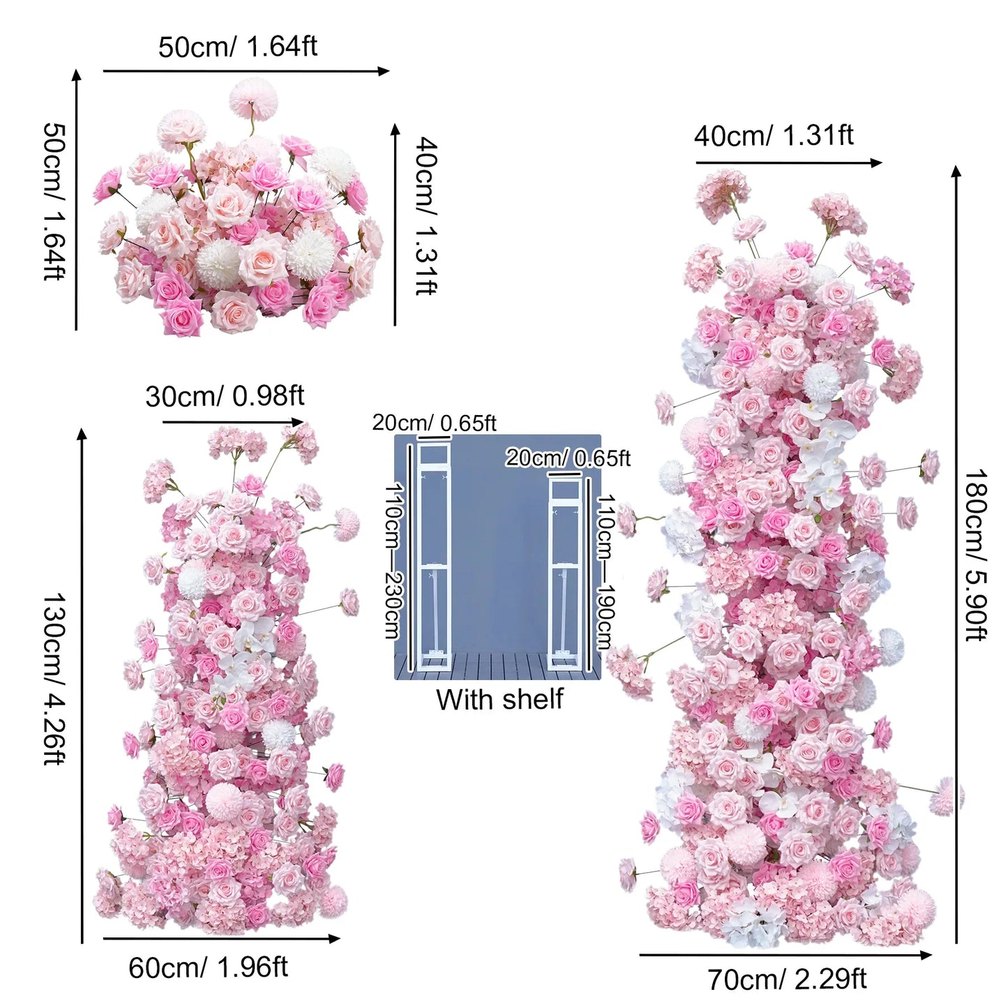 Marshmallow pink Silk Flowers Arrangements