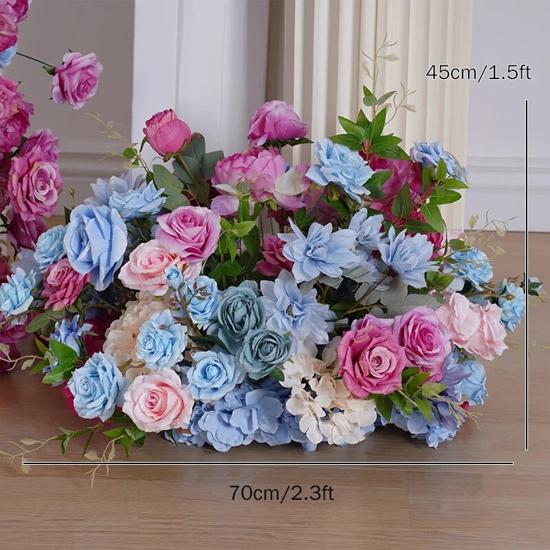 WeddingStory Shop 70x45cm floor flower Blue Rose Dahlia Green Leaves Floral Arrangement Wedding Backdrop KT Board Arch Decor Stage Aisle Floor Flower Ball Party Props