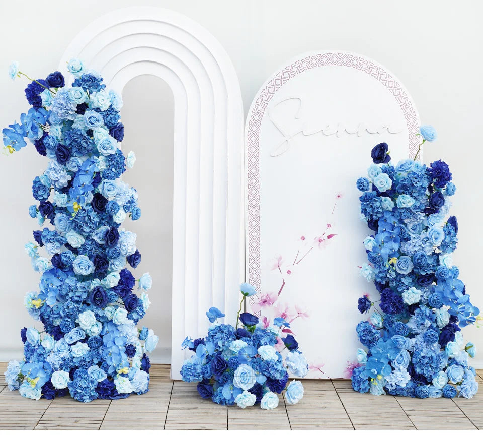 Luxury Royal Blue Wedding Backdrop Floral Arrangement