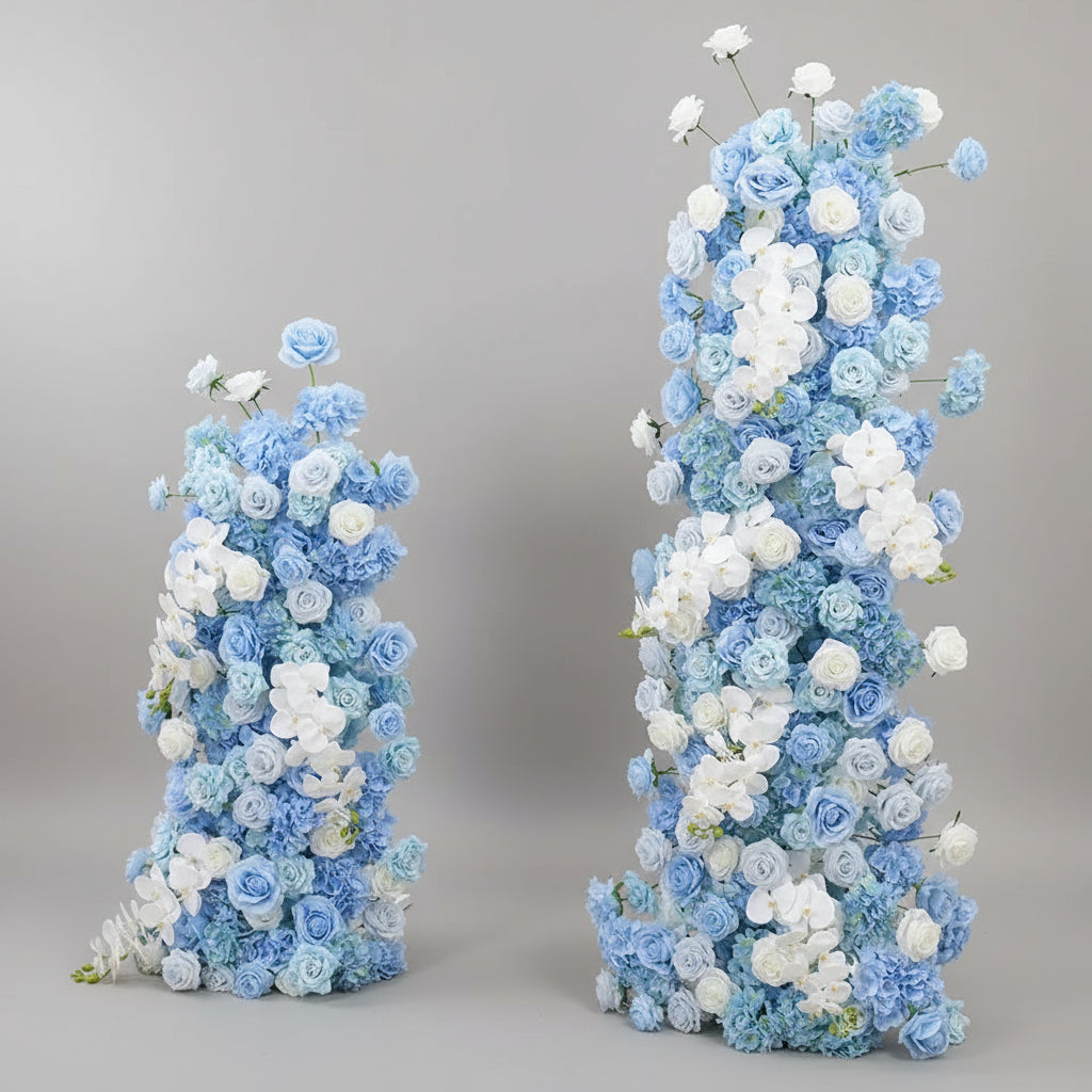 Blue White Floral Arrangement Wedding Backdrop