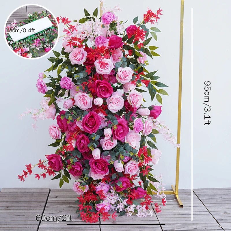 Stunning Hot Pink Wedding Backdrop - Floral Arrangement with Rose & Willow Leaves