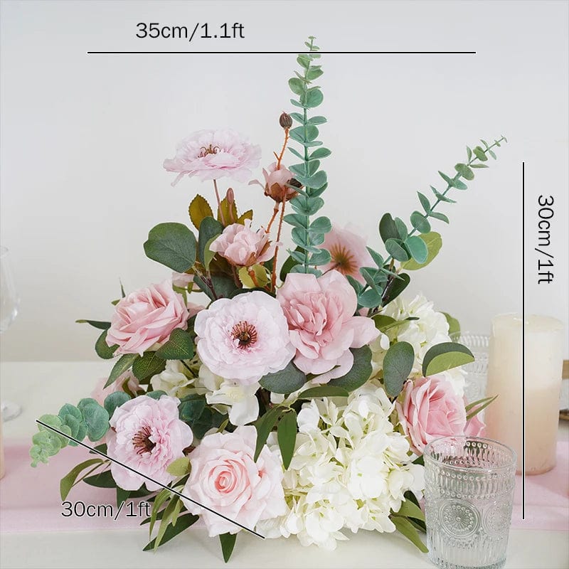 WeddingStory Shop Flowers 35x30cm table flower Elegant Pink Rose & Eucalyptus Table Centerpiece Arrangement