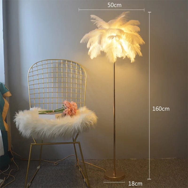 WeddingStory Shop warm light / White-B Modern Ostrich Feather LED Floor Lamp