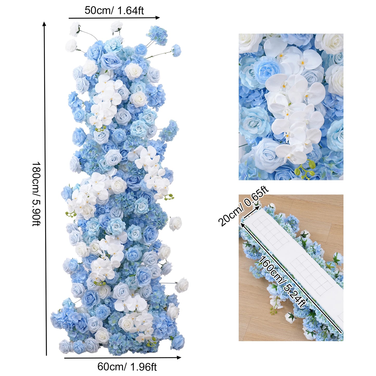 Blue White Floral Arrangement Wedding Backdrop