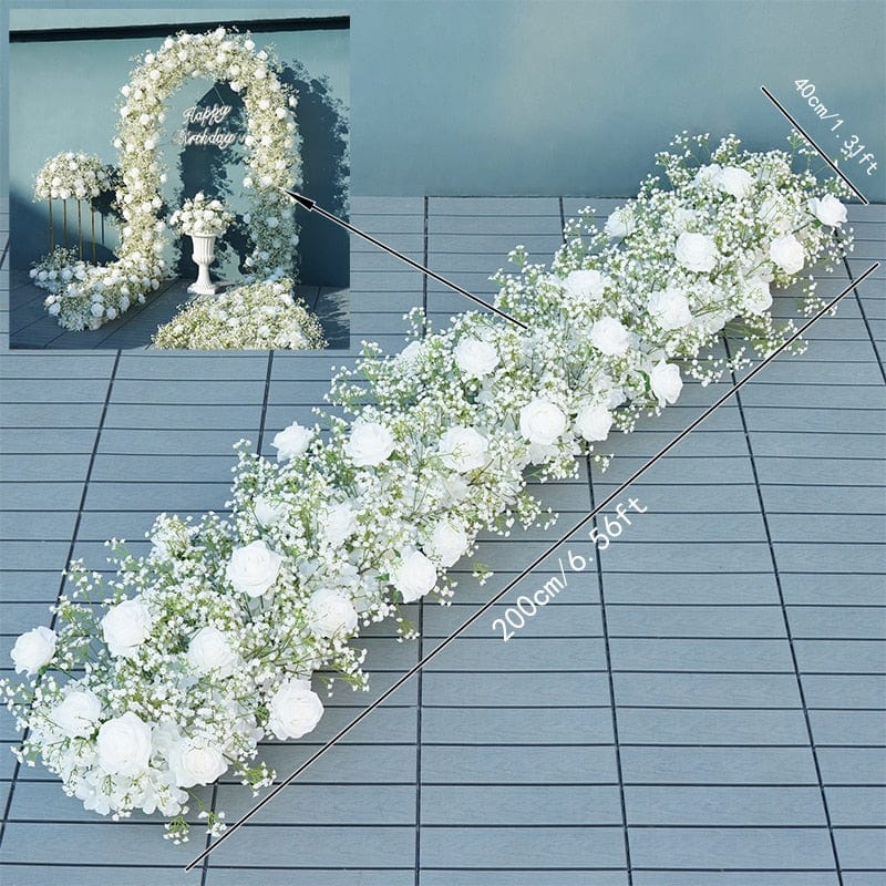 WeddingStory Shop 200x40cm flower row Luxury White Babysbreath artificial flowers for Arch Decoration