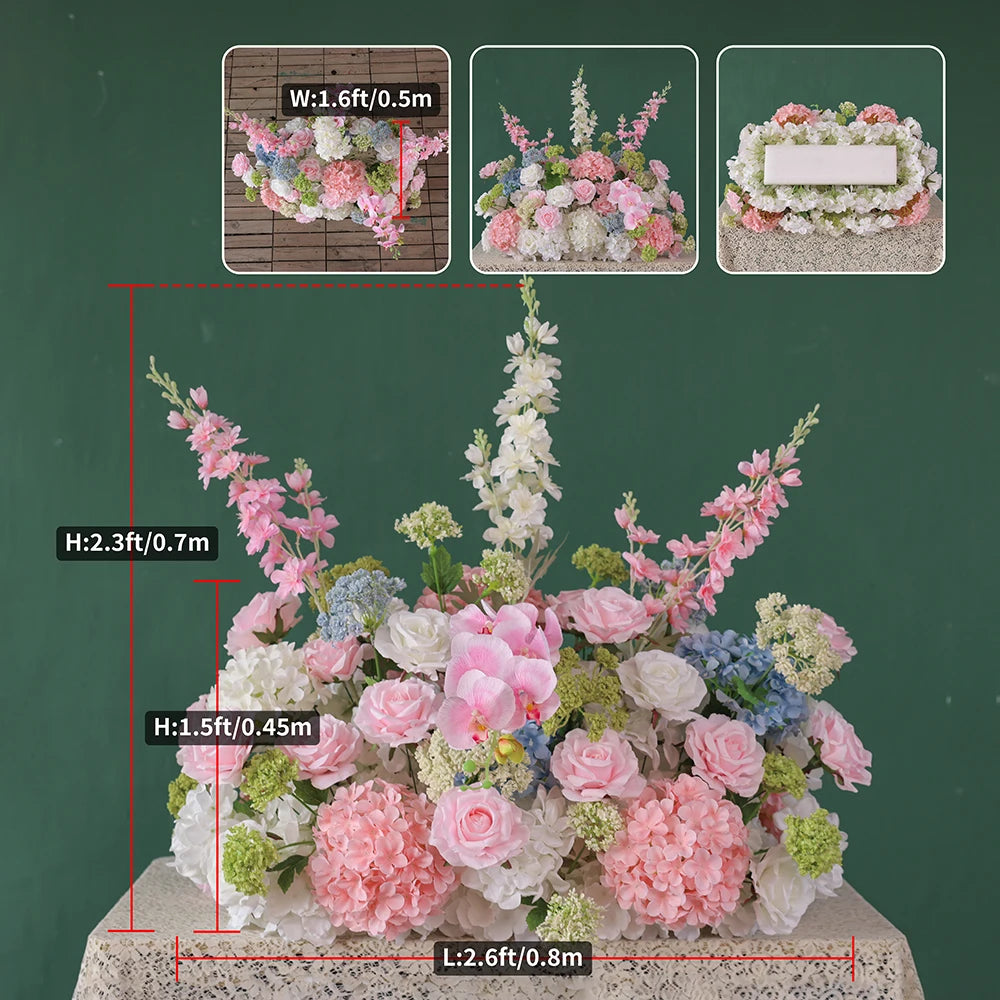 Cotton Candy Artificial Rose Delphinium Arch Floral Arrangement